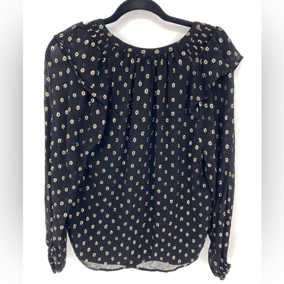 Loft sheer long sleeve ruffle chiffon sparkle shirt - Picture 3 of 9